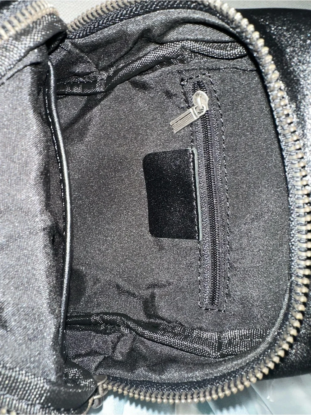 Black Leather Sling Crossbody Bag - Unbranded